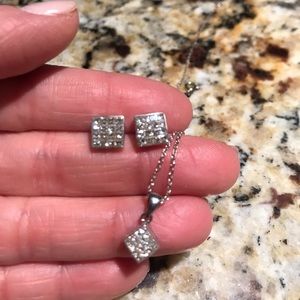 Diamond earrings and matching diamond pendant!